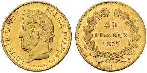 40 Франк Июльская монархия (1830-1848) Золото Луи-Филипп I (1773 -1850)