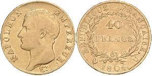 40 Франк Первая Французская империя (1804-1814) Золото Наполеон I(1769 - 1821)