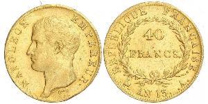 40 Франк Первая Французская империя (1804-1814) Золото Наполеон I(1769 - 1821)