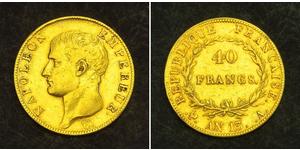 40 Франк Первая Французская империя (1804-1814) Золото Наполеон I(1769 - 1821)