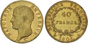40 Франк Первая Французская империя (1804-1814) Золото Наполеон I(1769 - 1821)