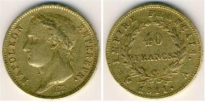 40 Франк Первая Французская империя (1804-1814) Золото Наполеон I(1769 - 1821)