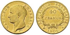 40 Франк Первая Французская империя (1804-1814) Золото Наполеон I(1769 - 1821)