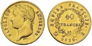 40 Франк Первая Французская империя (1804-1814) Золото Наполеон I(1769 - 1821)