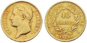 40 Франк Первая Французская империя (1804-1814) Золото Наполеон I(1769 - 1821)