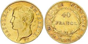 40 Франк Первая Французская империя (1804-1814) Золото Наполеон I(1769 - 1821)