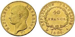40 Франк Перша Французька імперія (1804-1814) Золото Наполеон I Бонапарт(1769 - 1821)