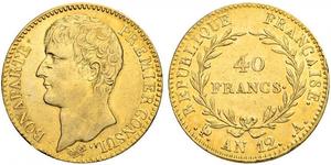 40 Франк Перша Французька імперія (1804-1814) Золото Наполеон I Бонапарт(1769 - 1821)