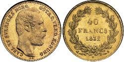 40 Франк Швеция Золото Карл XV (1826 - 1872)