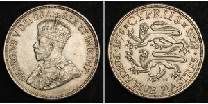 45 Piastre British Cyprus (1878 - 1960) Argento Giorgio V (1865-1936)