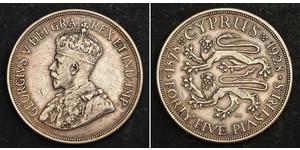 45 Piastre British Cyprus (1914–1960) Silver George V of the United Kingdom (1865-1936)