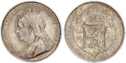 4 1/2 Піастр Британський Кіпр (1878 - 1960) / Кіпр Срібло Вікторія (1819 - 1901)