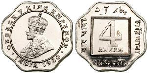 4 Anna Raj britannique (1858-1947) Cuivre/Nickel George V (1865-1936)