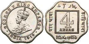 4 Anna Raj britannique (1858-1947) Cuivre/Nickel George V (1865-1936)