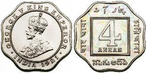 4 Anna Britisch-Indien (1858-1947) Kupfer/Nickel George V (1865-1936)