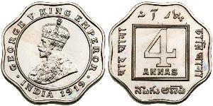 4 Anna Britisch-Indien (1858-1947) Kupfer/Nickel George V (1865-1936)