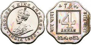 4 Anna Britisch-Indien (1858-1947) Kupfer/Nickel George V (1865-1936)