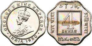 4 Anna Britisch-Indien (1858-1947) Kupfer/Nickel George V (1865-1936)