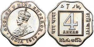 4 Anna Britisch-Indien (1858-1947) Kupfer/Nickel George V (1865-1936)