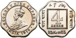 4 Anna Britisch-Indien (1858-1947) Kupfer/Nickel George V (1865-1936)