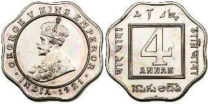 4 Anna Britisch-Indien (1858-1947) Kupfer/Nickel George V (1865-1936)