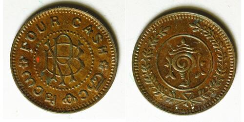 4 Cash Indien Bronze 