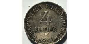 4 Centavo Erste Portugiesische Republik (1910 - 1926) Kupfer/Nickel 