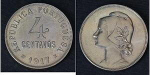 4 Centavo Primera República Portuguesa (1910 - 1926) Níquel/Cobre 