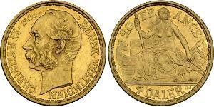 4 Daler / 20 Franc Dänemark Gold Christian IX. von Dänemark (1818-1906)