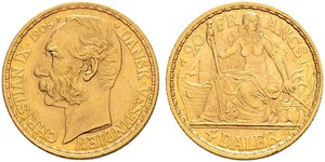 4 Daler / 20 Franc Dänemark Gold Christian IX. von Dänemark (1818-1906)