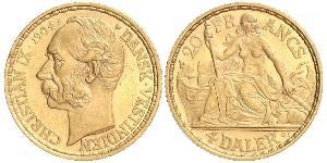 4 Daler / 20 Franc Dänemark Gold Christian IX. von Dänemark (1818-1906)