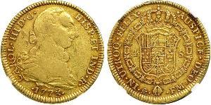 4 Escudo Vizekönigreich Neuspanien (1519 - 1821) Gold Karl III. von Spanien (1716 -1788)