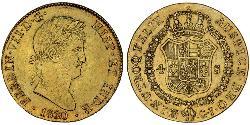 4 Escudo Kingdom of Spain (1814 - 1873) Or Ferdinand VII d