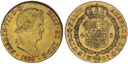 4 Escudo Kingdom of Spain (1814 - 1873) Or Ferdinand VII d
