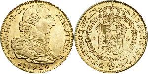 4 Escudo Impero spagnolo (1700 - 1808) Oro Carlo III di Spagna (1716 -1788)