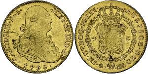 4 Escudo Impero spagnolo (1700 - 1808) Oro Carlo IV di Spagna (1748-1819)