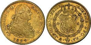 4 Escudo Impero spagnolo (1700 - 1808) Oro Carlo IV di Spagna (1748-1819)
