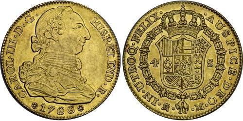 4 Escudo Impero spagnolo (1700 - 1808) Oro Carlo III di Spagna (1716 -1788)