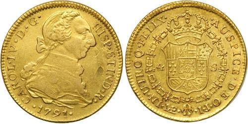 4 Escudo Perù Oro Carlo IV di Spagna (1748-1819)