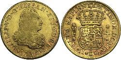 4 Escudo Virreinato de Nueva España (1519 - 1821) Oro Felipe V de España (1683-1746)