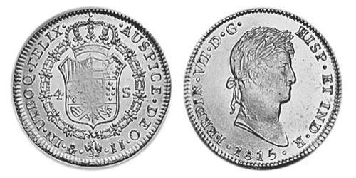 4 Escudo Virreinato de Nueva España (1519 - 1821) Oro Fernando VII de España (1784-1833)