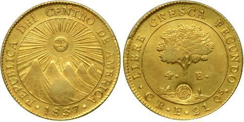 4 Escudo Costa Rica (1821 - ) / 中美洲联邦共和国 (1823 - 1838) 金 