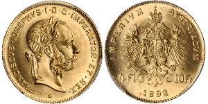 4 Florin 奥匈帝国 (1867 - 1918) 金 弗朗茨·约瑟夫一世 (1830 - 1916)