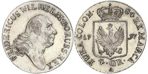 4 Groschen Regno di Prussia (1701-1918) Argento Federico Guglielmo II di Prussia