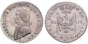 4 Groschen Reino de Prusia (1701-1918) Plata Federico Guillermo III de Prusia (1770 -1840)