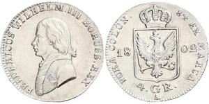 4 Groschen Пруссия (королевство) (1701-1918) Серебро Фридрих Вильгельм III, король Пруссии (1770 -1840)