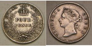 4 Penny British Empire (1497 - 1949) / India Silver 