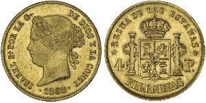 4 Peso Philippinen Gold Isabella II of Spain (1830- 1904)