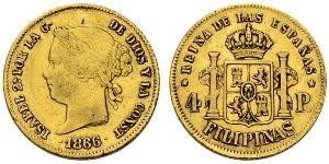 4 Peso Philippines Gold Isabella II of Spain (1830- 1904)