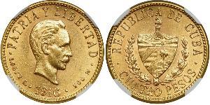 4 Peso  Gold Jose Julian Marti Perez (1853 - 1895) 